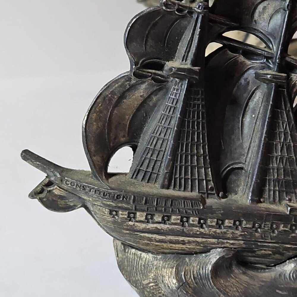Old Ironsides Constitution 3 Mast Metal Bookends Set Of 2 1 Lb 8 Oz Each - Picture 14 of 16